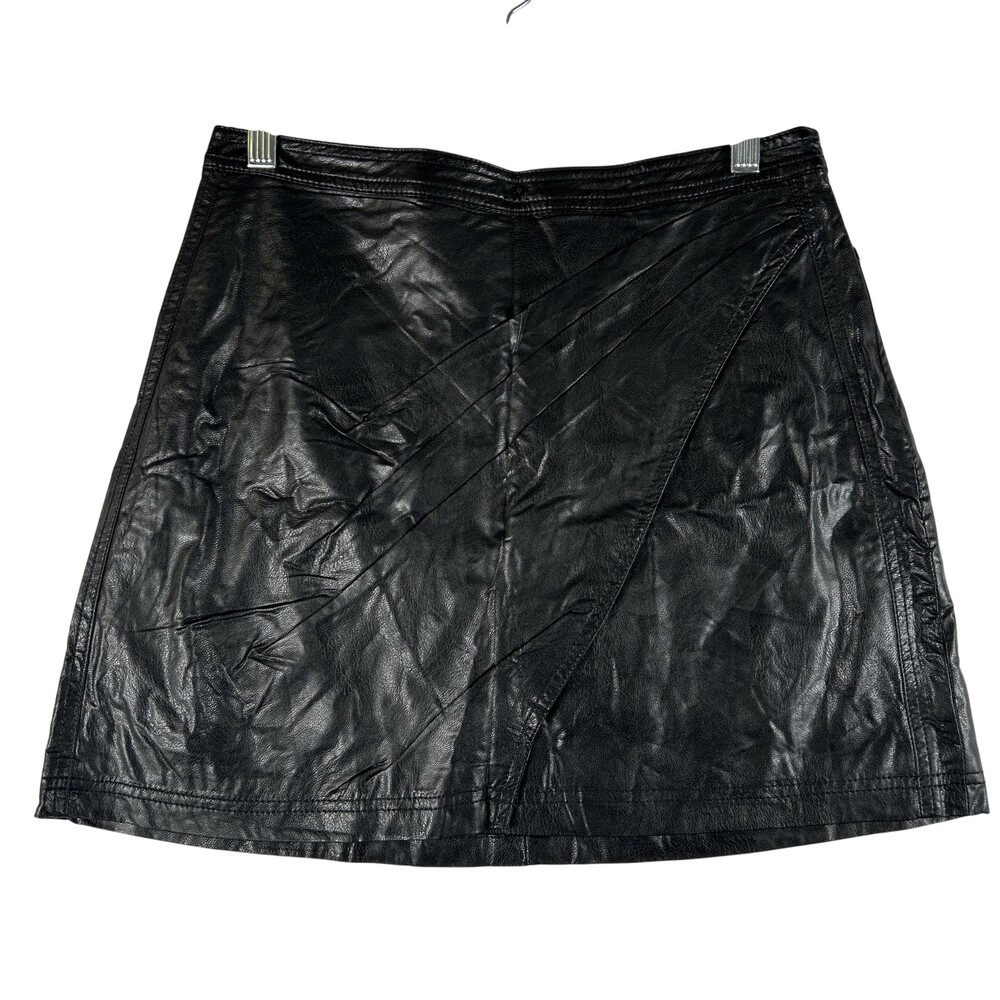 Free People Skirt Womens 10 Vegan Faux Leather Wrap Mini Lined Side Zip Party